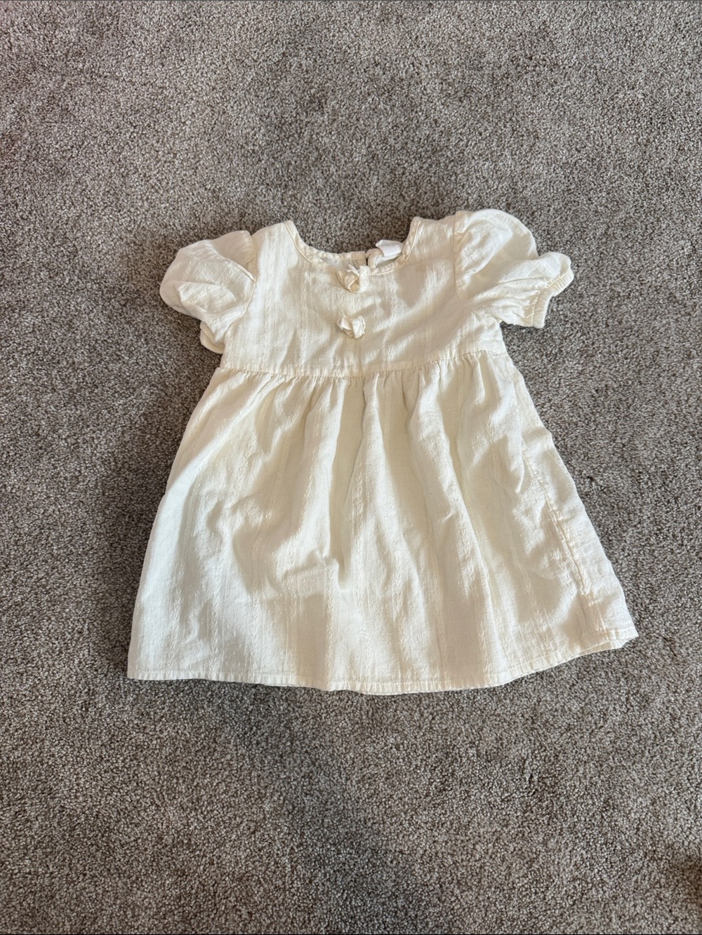 Cream Puff-Sleeve Baby Dress - Classic Cream